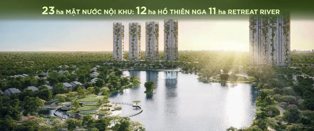 Thị Trường Bất Động Sản Việt Nam 2025 - Làn Sóng Dự Án Mới 5 Toan-canh-23-ha-mat-nuoc-noi-khu-bao-gom-12-ha-Ho-Thien-Nga-va-11-ha-Retreat-River-min
