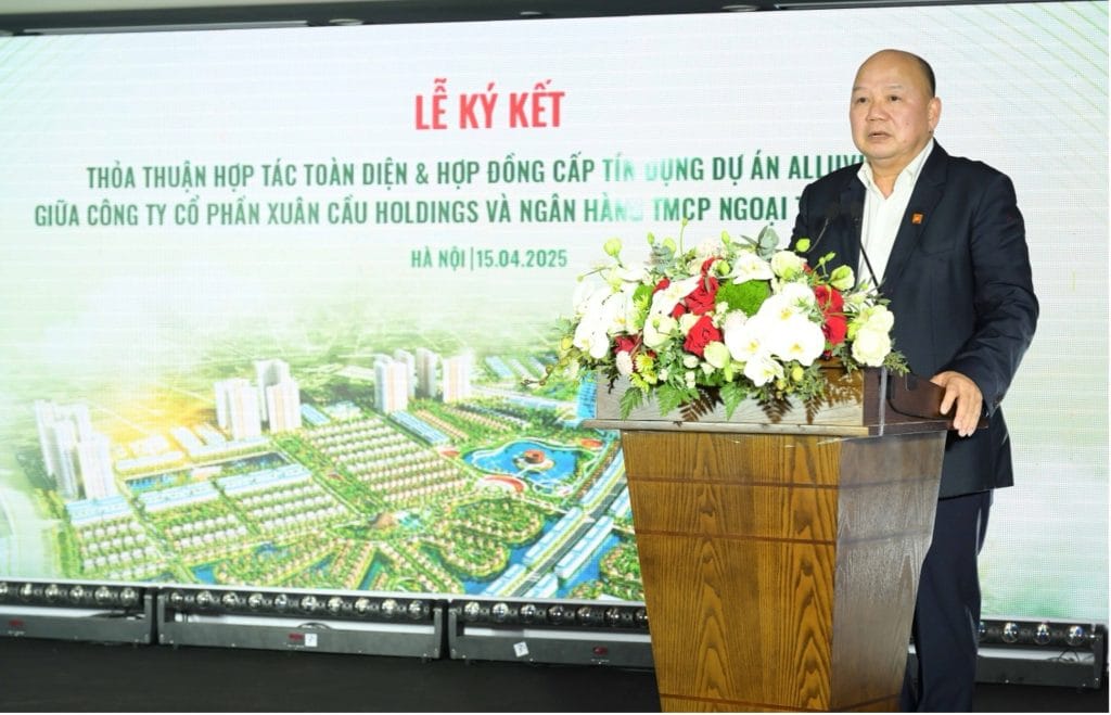 Vietcombank cấp tín dụng 22.000 tỷ đồng cho dự án Alluvia City 4 Ông Tô Dũng, Chủ tịch HĐQT Xuân Cầu Holdings phát biểu tại sự kiện