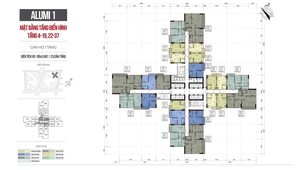 Mặt bằng tòa căn hộ khoáng nóng Alumi 1