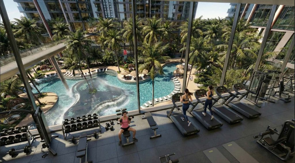 Chung cư Alumi | Căn hộ khoáng nóng cao cấp tại Alluvia City 13 Không gian gym trên cao mở trọn tầm nhìn resort nhiệt đới, nơi mỗi nhịp vận động hòa cùng thiên nhiên xanh mát. Tại Alumi, rèn luyện sức khỏe không còn là áp lực, mà trở thành trải nghiệm thư giãn – chuẩn bị hoàn hảo để cơ thể được phục hồi trọn vẹn với khoáng nóng sau mỗi ngày năng động.