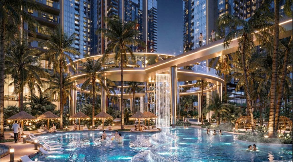 Chung cư Alumi | Căn hộ khoáng nóng cao cấp tại Alluvia City 10 Khi thành phố lên đèn, Alumi mở ra thế giới nghỉ dưỡng khoáng nóng đẳng cấp giữa lòng đô thị. Hồ nước khoáng lấp lánh, thác nước mềm mại và không gian nhiệt đới sang trọng mang đến trải nghiệm thư giãn trọn vẹn như resort 5 sao. Mỗi buổi tối là một khoảnh khắc tái tạo năng lượng, mỗi ngày sống là một đặc quyền khác biệt tại Alluvia City.