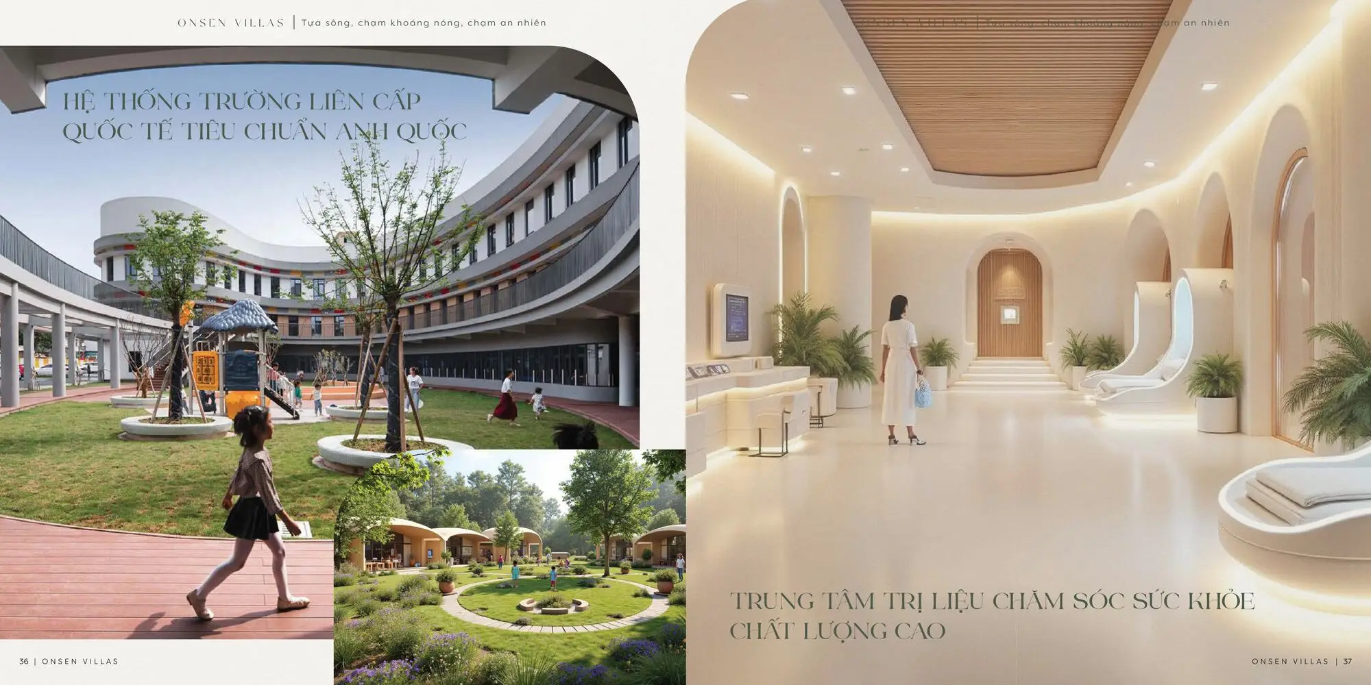 Hệ tiện ích tại Onsen Villas Alluvia City được phát triển theo hướng chăm sóc toàn diện cho cư dân, từ trường liên cấp tiêu chuẩn quốc tế đến trung tâm trị liệu và chăm sóc sức khỏe chất lượng cao